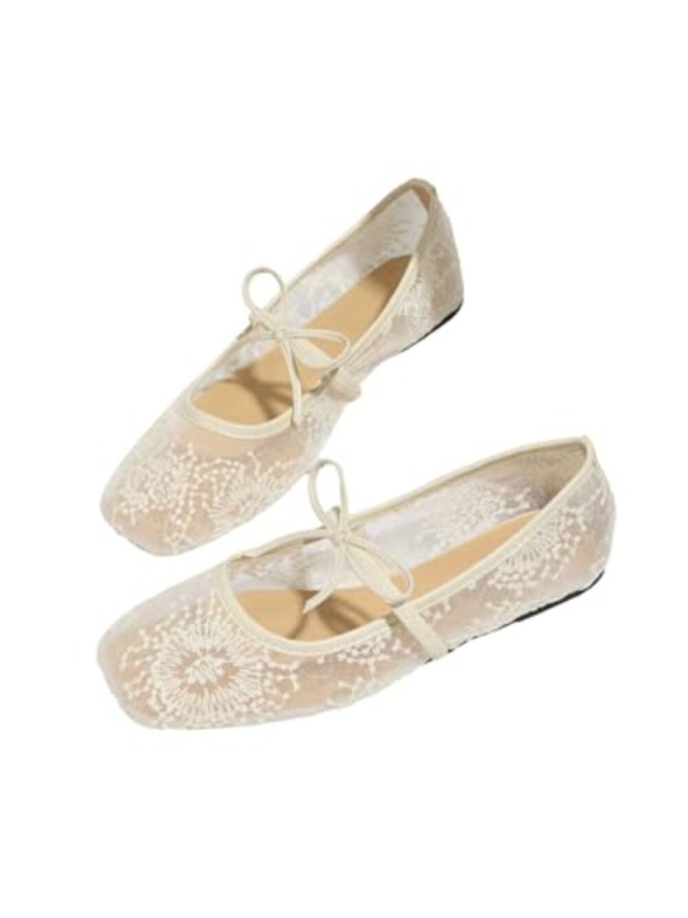 Mesh Ballet Flats Polka Dots Slip On Ballerina Shoes Faux Leather